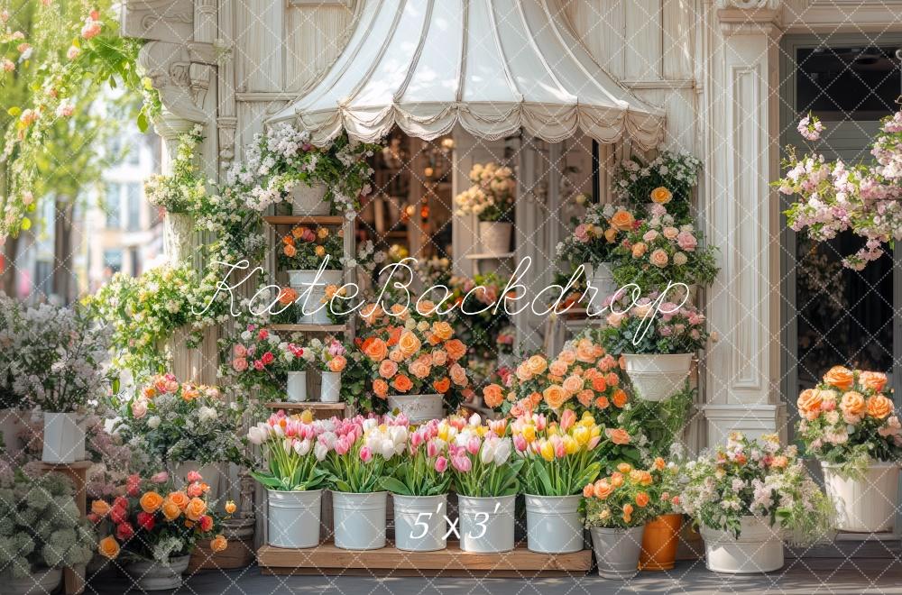 Kate White Spring Flower Shop Backdrop Designed by Mini MakeBelieve