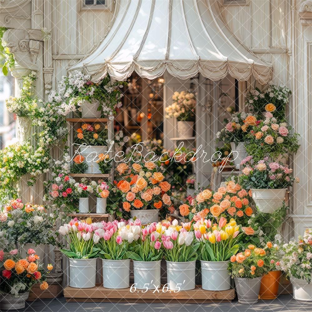 Kate White Spring Flower Shop Backdrop Designed by Mini MakeBelieve