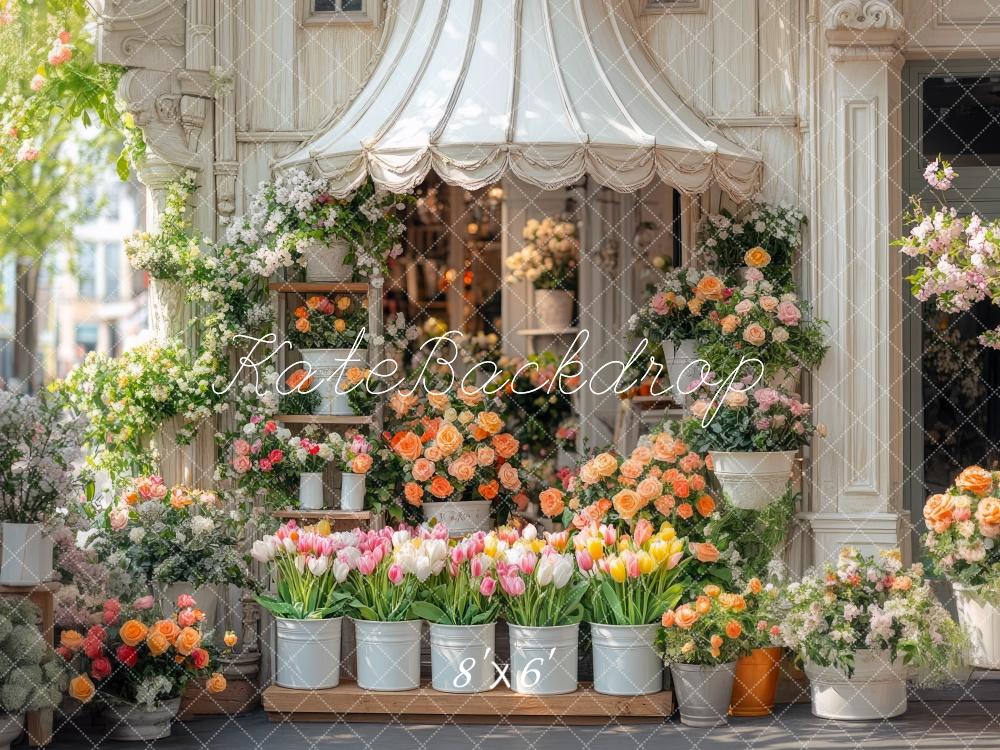 Kate White Spring Flower Shop Backdrop Designed by Mini MakeBelieve