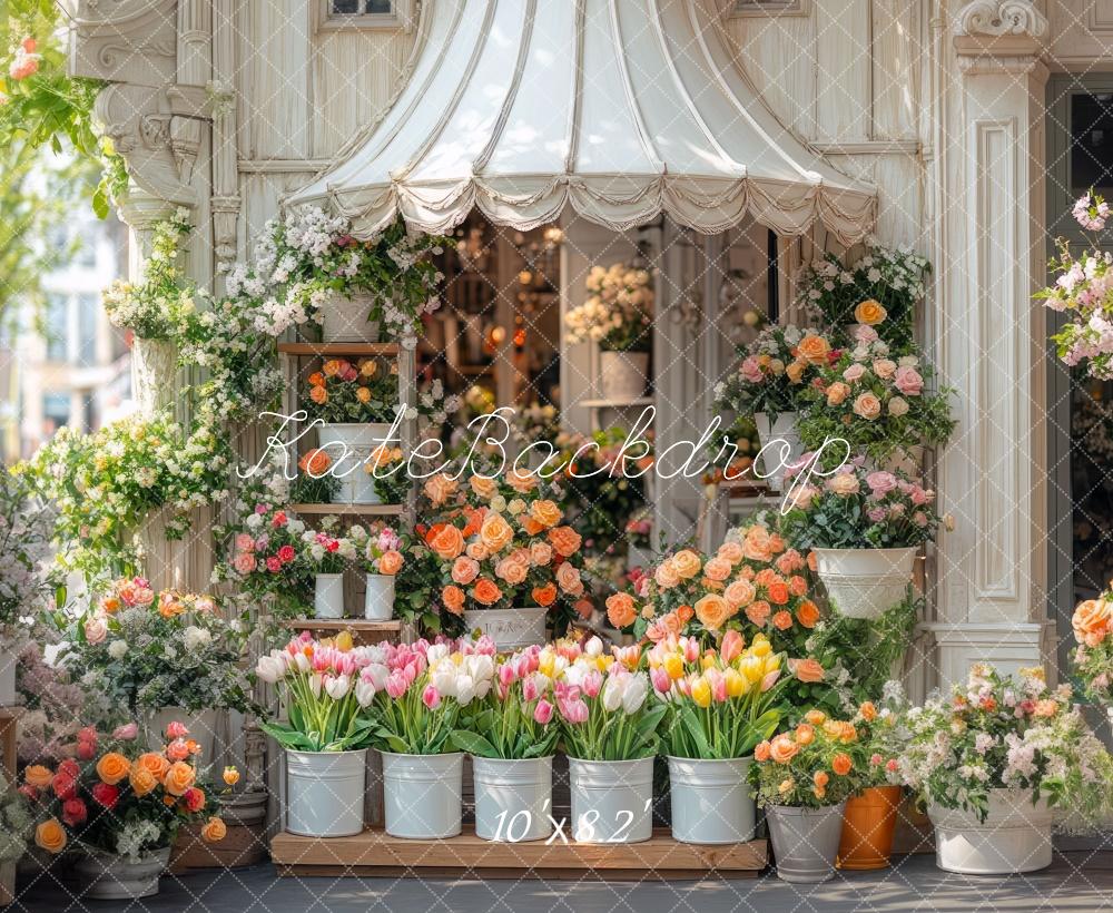 Kate White Spring Flower Shop Backdrop Designed by Mini MakeBelieve