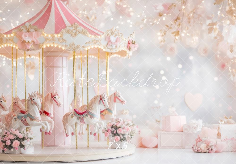 Kate Valentine Carousel Pink Floral Backdrop Designed by Patty Roberts