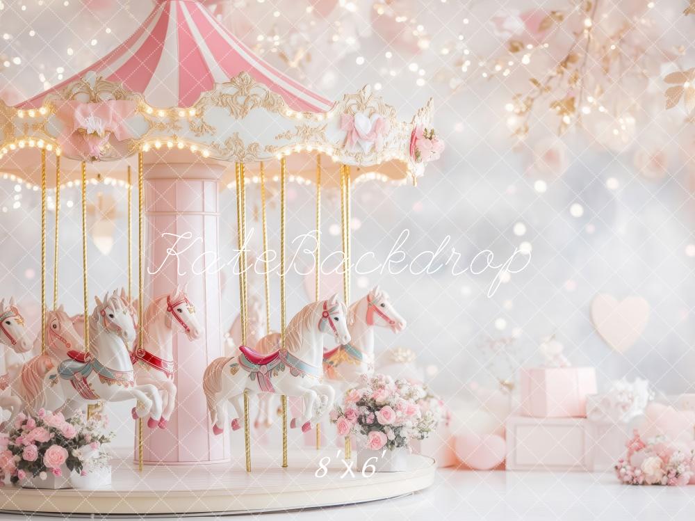 Kate Valentine Carousel Pink Floral Backdrop Designed by Patty Roberts