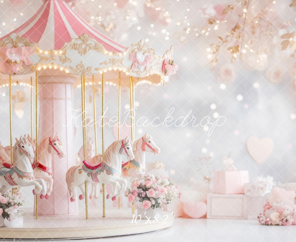 Kate Valentine Carousel Pink Floral Backdrop Designed by Patty Roberts
