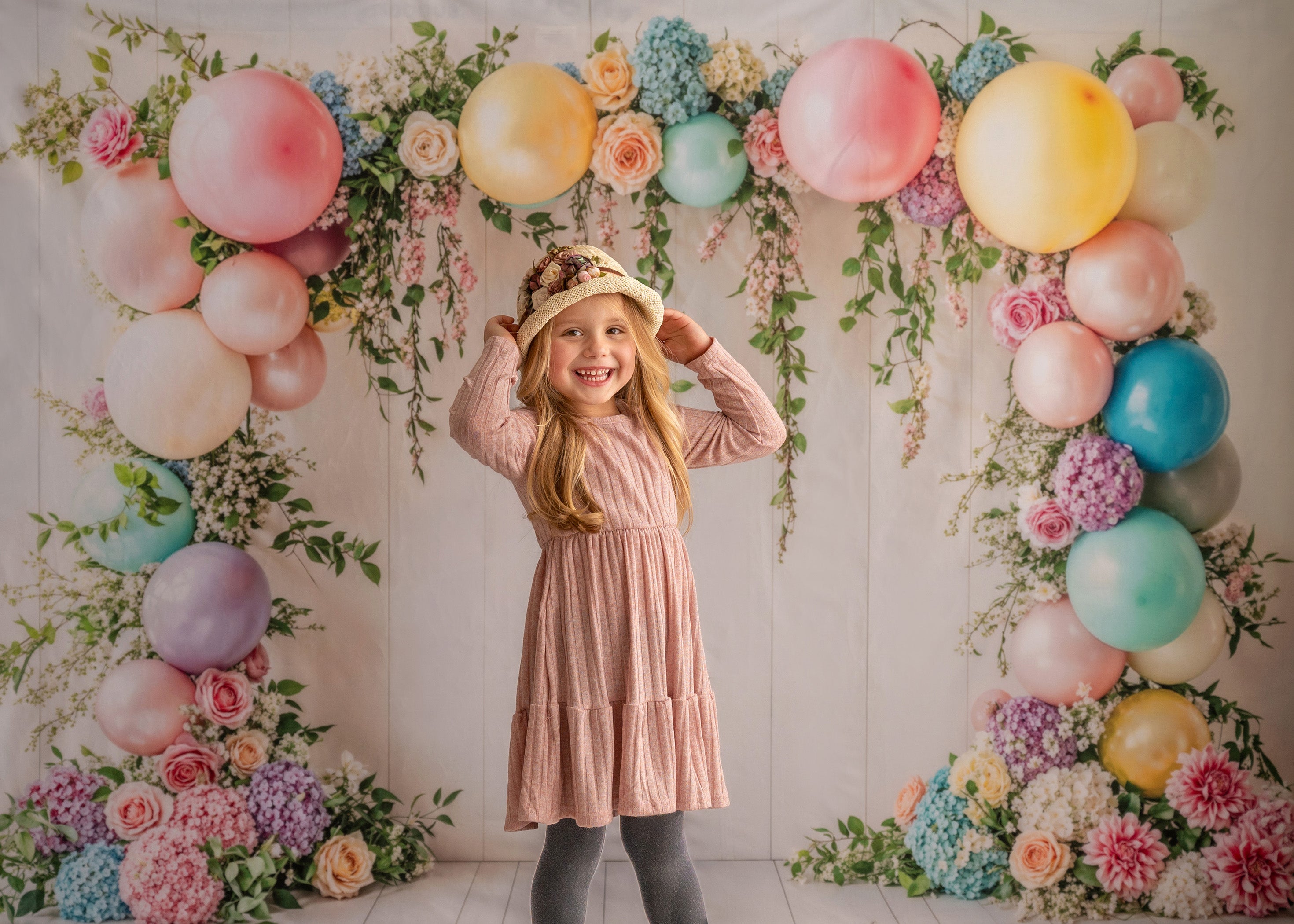 Kate Spring Balloon Birthday Backdrop Designed by Emetselch