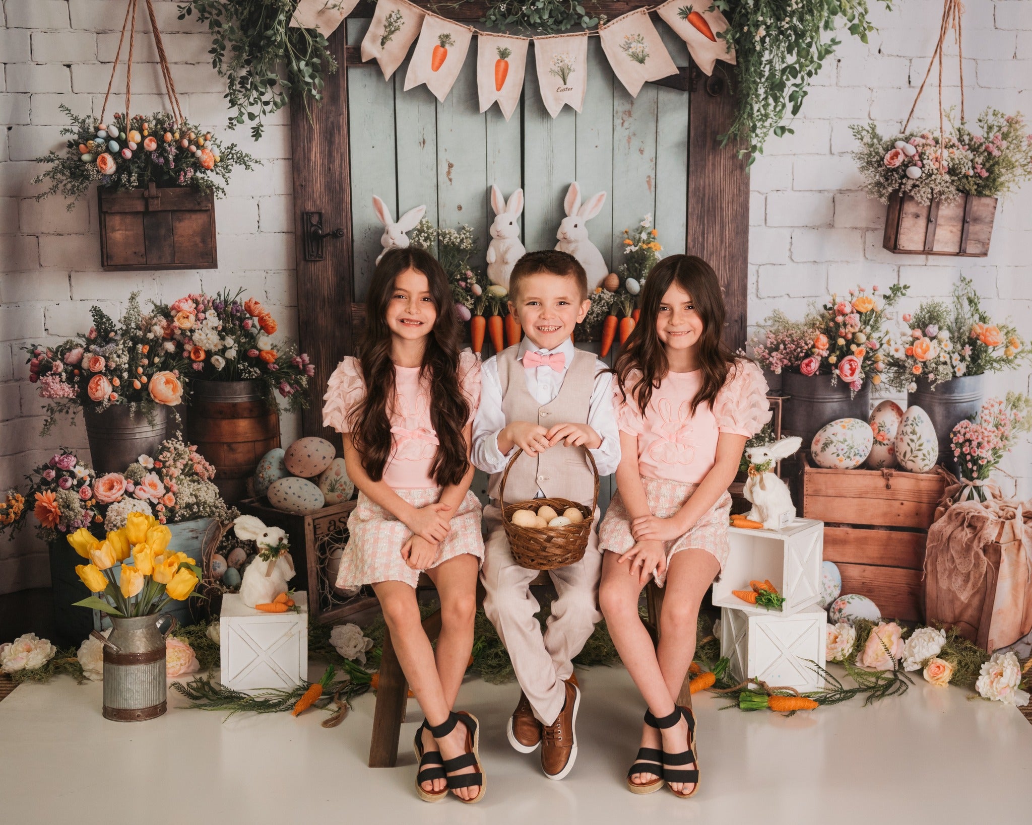 Kate Easter Bunny Carrots Door Wood Backdrop Designed by Emetselch