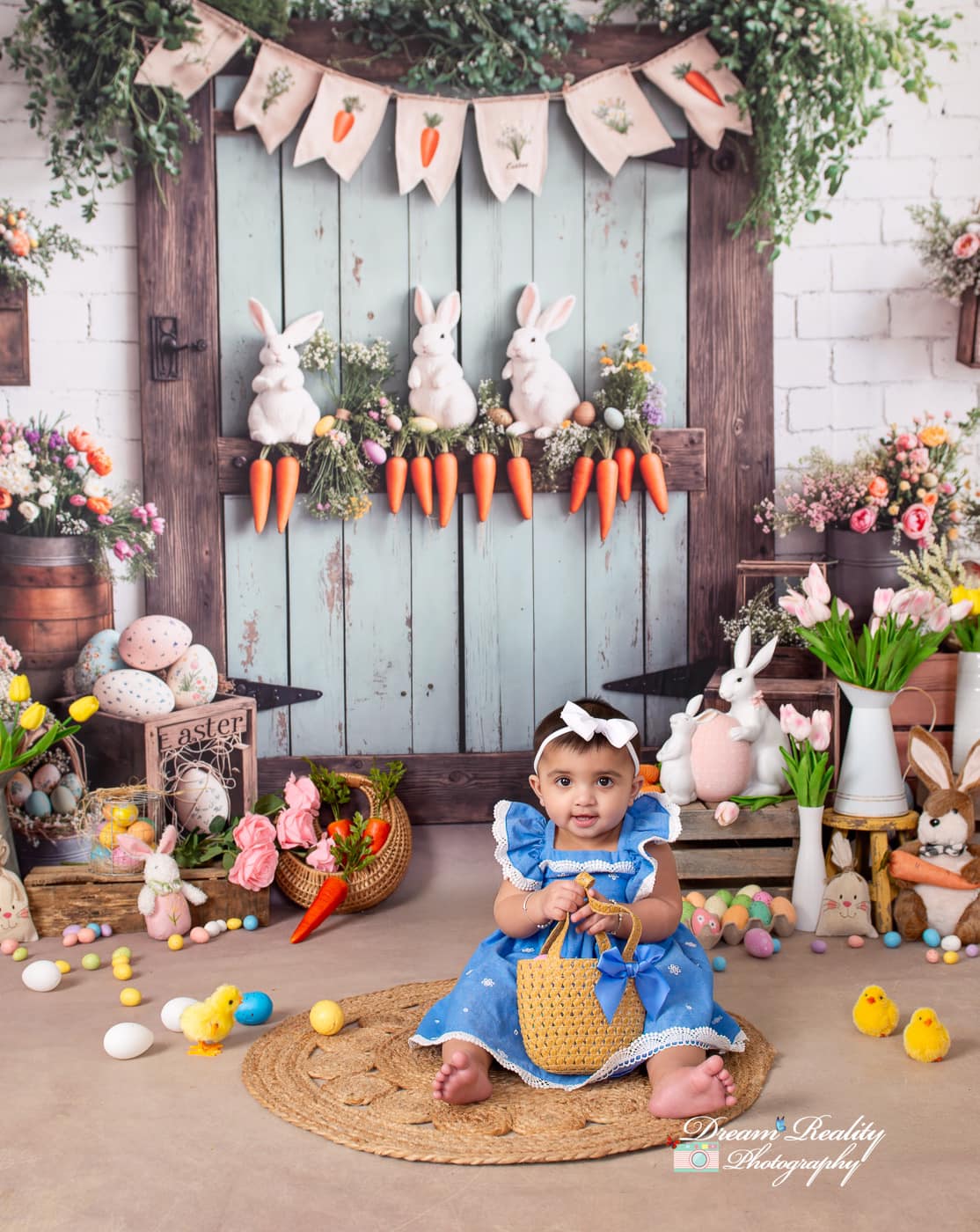Kate Easter Bunny Carrots Door Wood Backdrop Designed by Emetselch