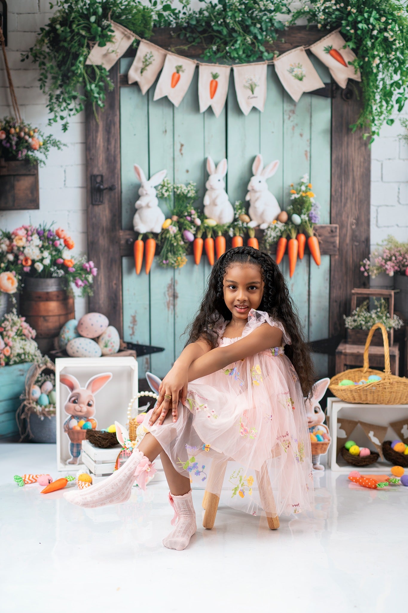 Kate Easter Bunny Carrots Door Wood Backdrop Designed by Emetselch