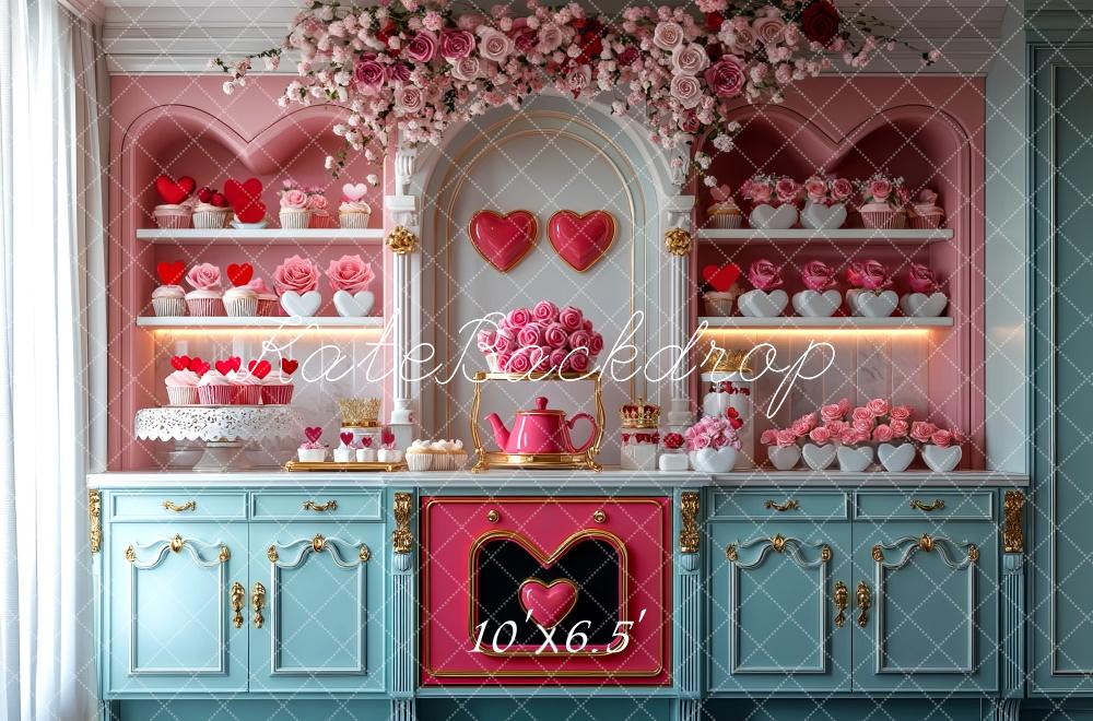 Kate Valentine's Day Kitchen Backdrop Designed by Mini MakeBelieve - Kate Backdrop AU