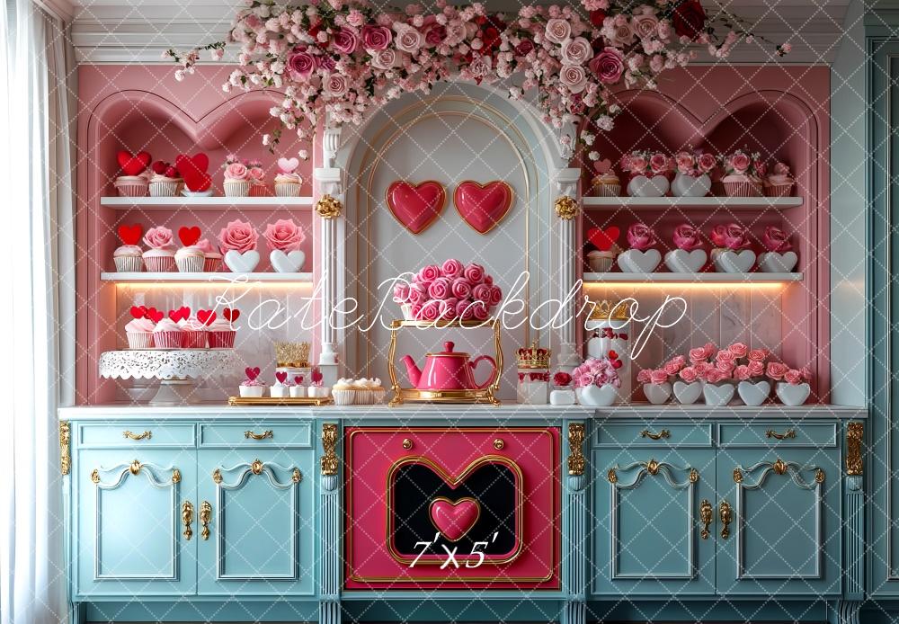 Kate Valentine's Day Kitchen Backdrop Designed by Mini MakeBelieve - Kate Backdrop AU