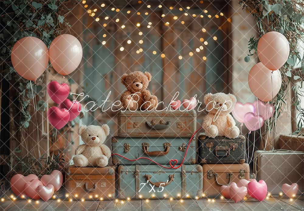 Kate Teddy Bear Suitcases Backdrop Designed by Laura Bybee - Kate Backdrop AU