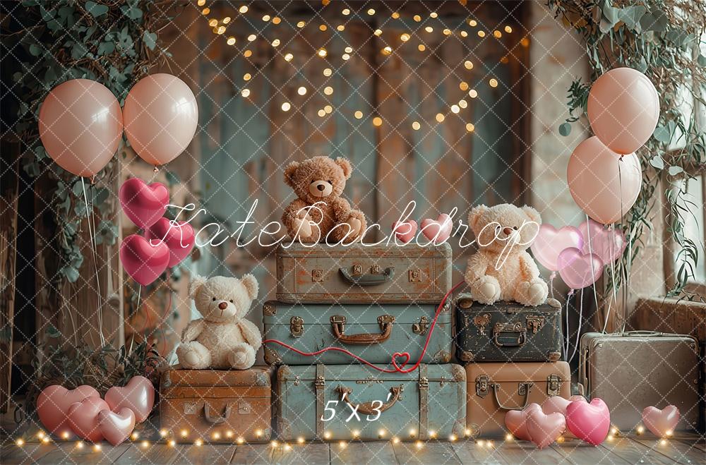 Kate Teddy Bear Suitcases Backdrop Designed by Laura Bybee - Kate Backdrop AU