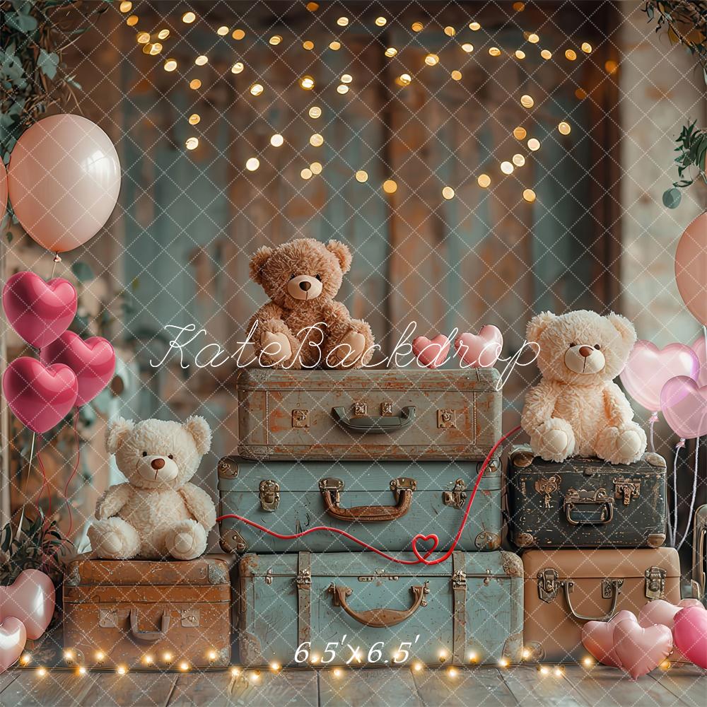 Kate Teddy Bear Suitcases Backdrop Designed by Laura Bybee - Kate Backdrop AU