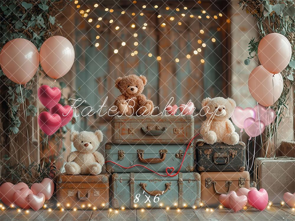 Kate Teddy Bear Suitcases Backdrop Designed by Laura Bybee - Kate Backdrop AU