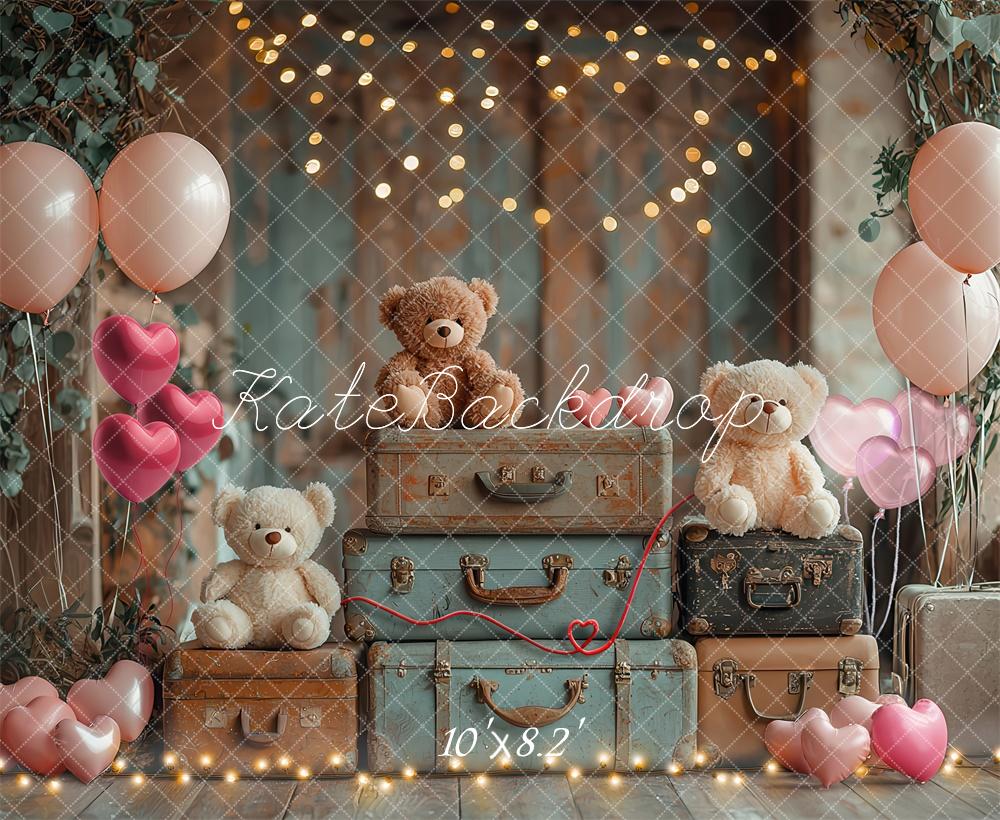 Kate Teddy Bear Suitcases Backdrop Designed by Laura Bybee - Kate Backdrop AU