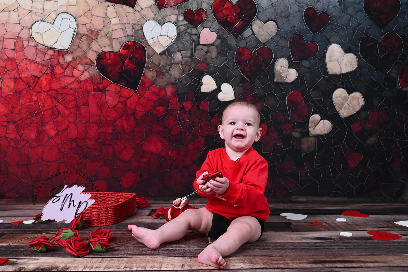Kate Valentine Mosaic Heart Gradient Wall Backdrop Designed by Patty Roberts - Kate Backdrop AU
