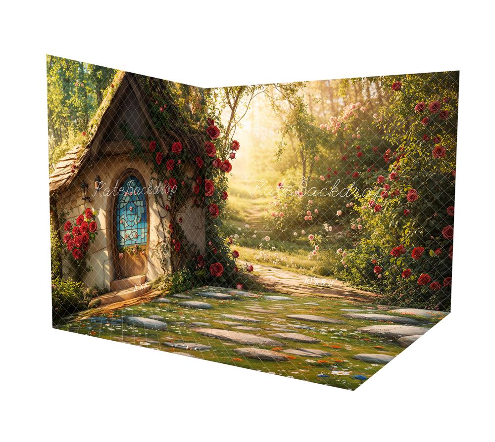 Kate Valentine Fairy Cottage Roses Forest Room Set - Kate Backdrop AU