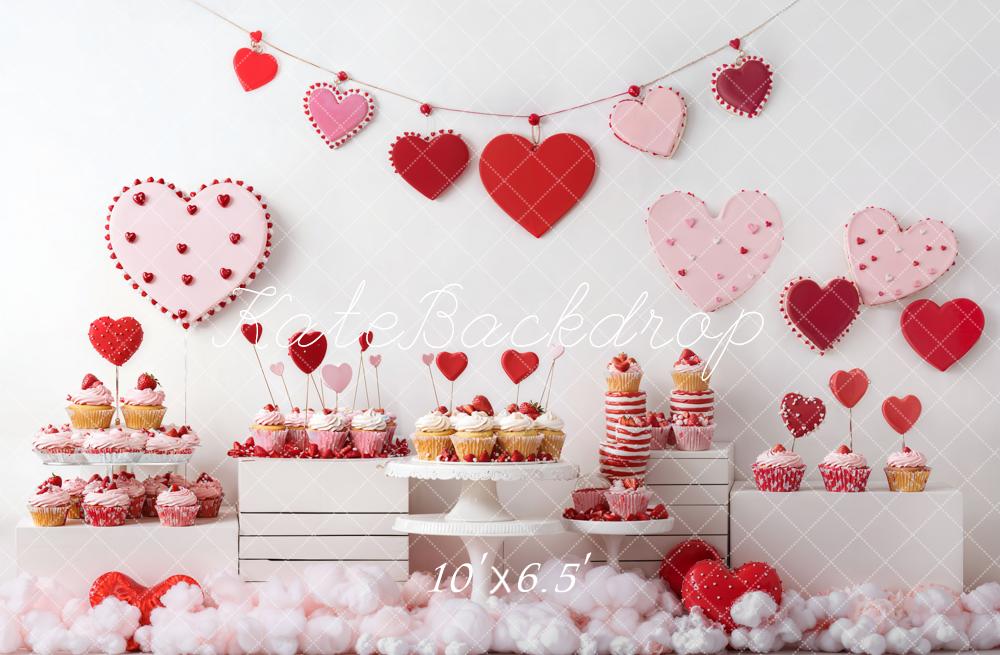 Kate Valentine Heart Cupcake Backdrop Designed by Emetselch - Kate Backdrop AU