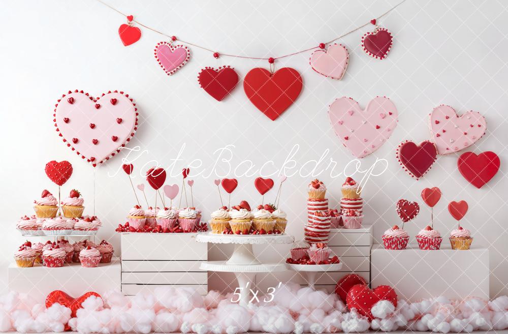 Kate Valentine Heart Cupcake Backdrop Designed by Emetselch - Kate Backdrop AU