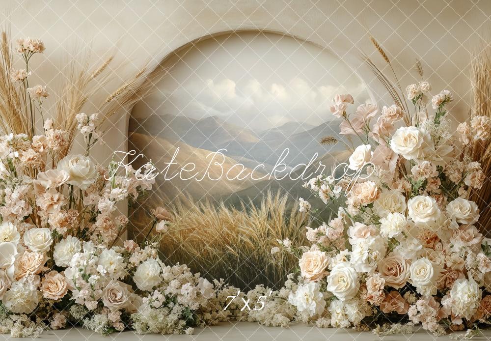 Kate Boho Floral Arch Pastel Mother's Day Backdrop Designed by Mini MakeBelieve