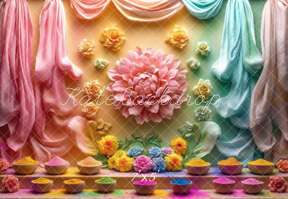 Kate Diwali Colorful Flowers Backdrop Designed by Mini MakeBelieve