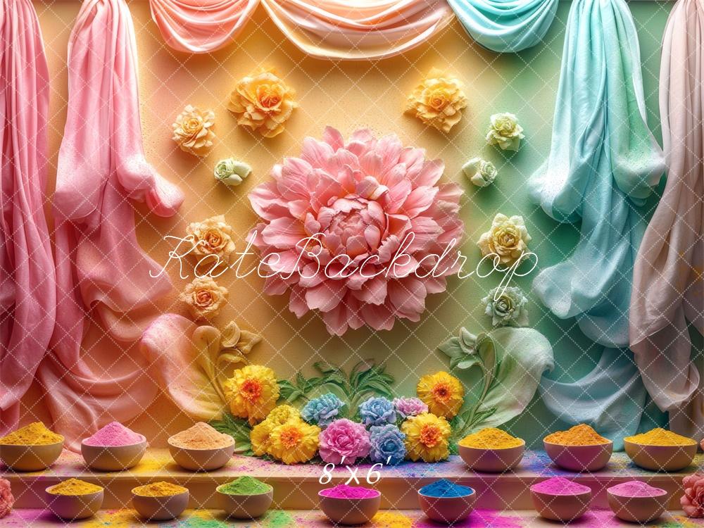 Kate Diwali Colorful Flowers Backdrop Designed by Mini MakeBelieve