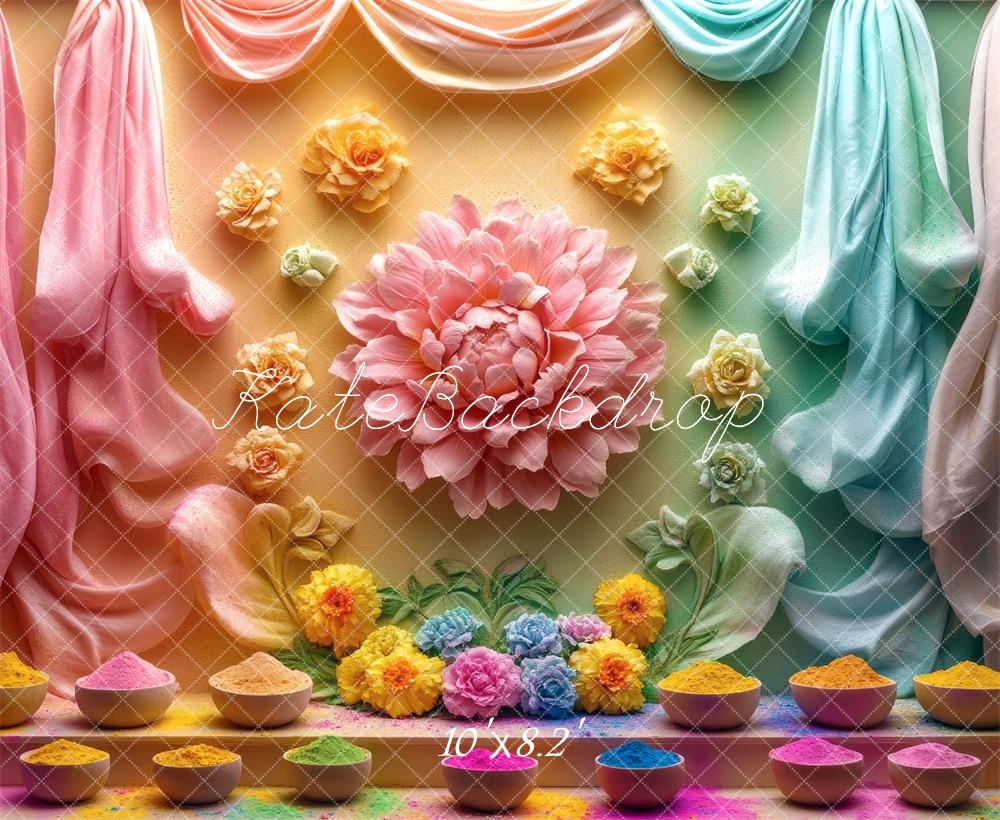 Kate Diwali Colorful Flowers Backdrop Designed by Mini MakeBelieve