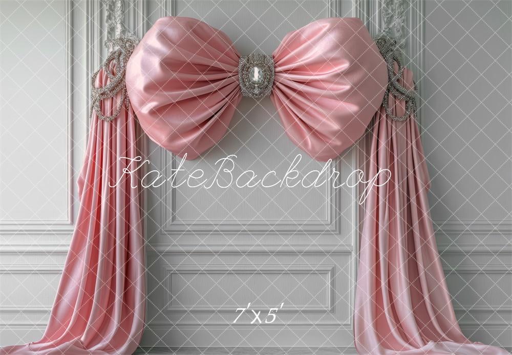 LONSALE Kate Pink Bow Drapery Retro Backdrop Designed by Mini MakeBelieve