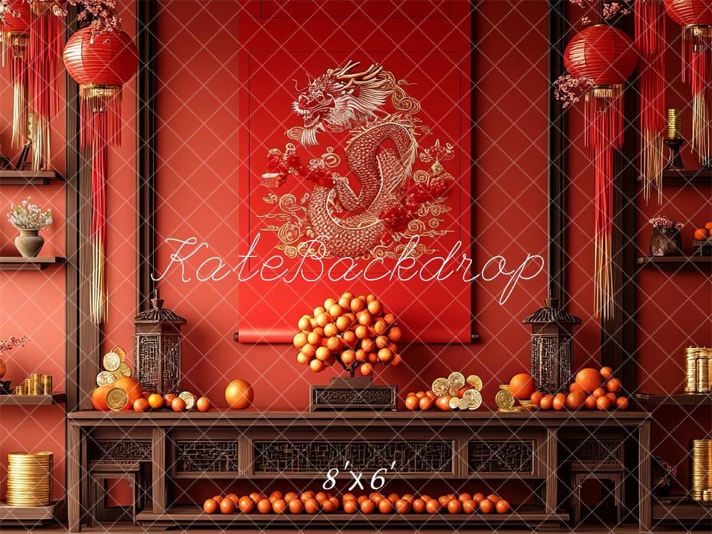 Kate Red Lantern Chinese Style Dragon Backdrop Designed by Mini MakeBelieve - Kate Backdrop AU