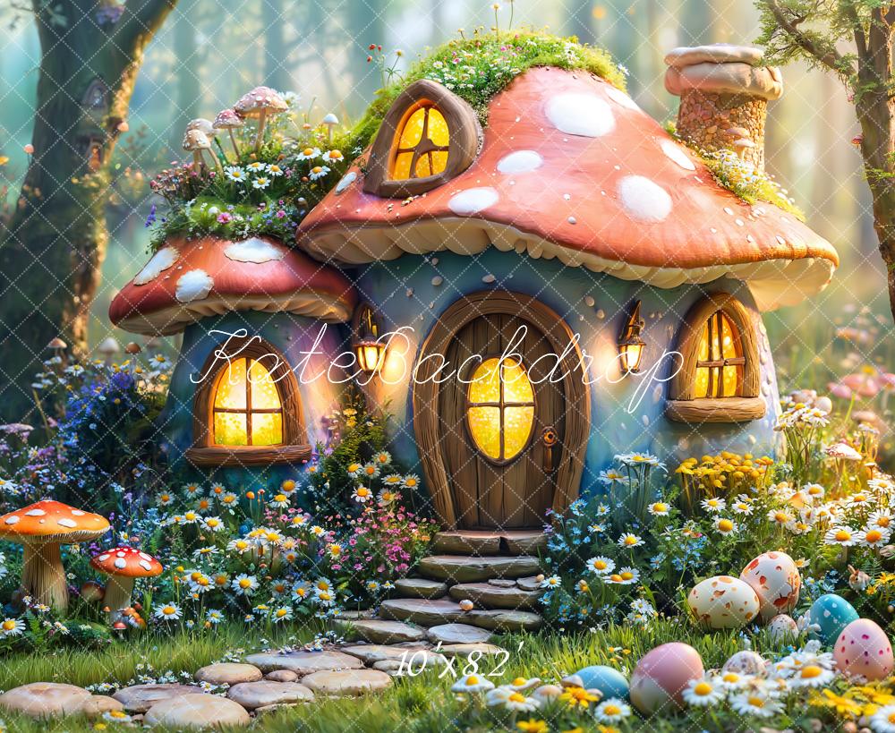 Kate Easter Fairy Mushroom House Forest Backdrop Designed by Emetselch - Kate Backdrop AU