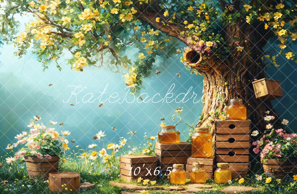 Kate Spring Honey Bee Tree Honeycomb Backdrop Designed by Emetselch - Kate Backdrop AU