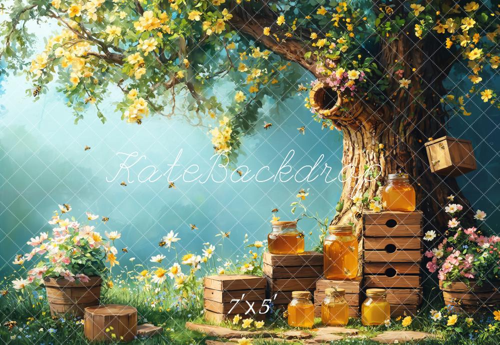 Kate Spring Honey Bee Tree Honeycomb Backdrop Designed by Emetselch - Kate Backdrop AU