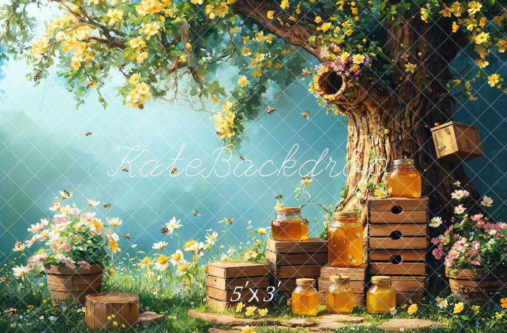 Kate Spring Honey Bee Tree Honeycomb Backdrop Designed by Emetselch - Kate Backdrop AU