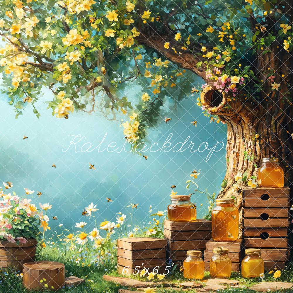 Kate Spring Honey Bee Tree Honeycomb Backdrop Designed by Emetselch - Kate Backdrop AU