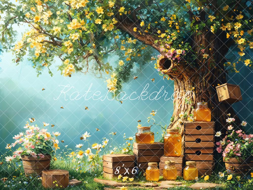 Kate Spring Honey Bee Tree Honeycomb Backdrop Designed by Emetselch - Kate Backdrop AU