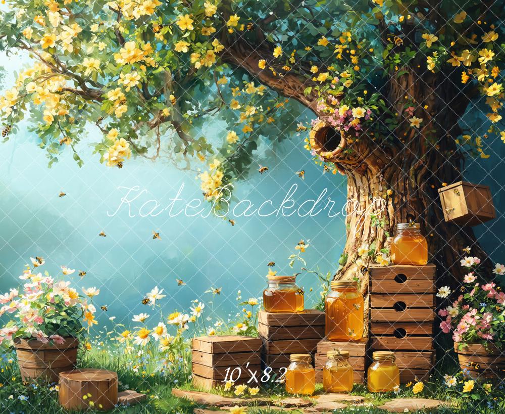Kate Spring Honey Bee Tree Honeycomb Backdrop Designed by Emetselch - Kate Backdrop AU