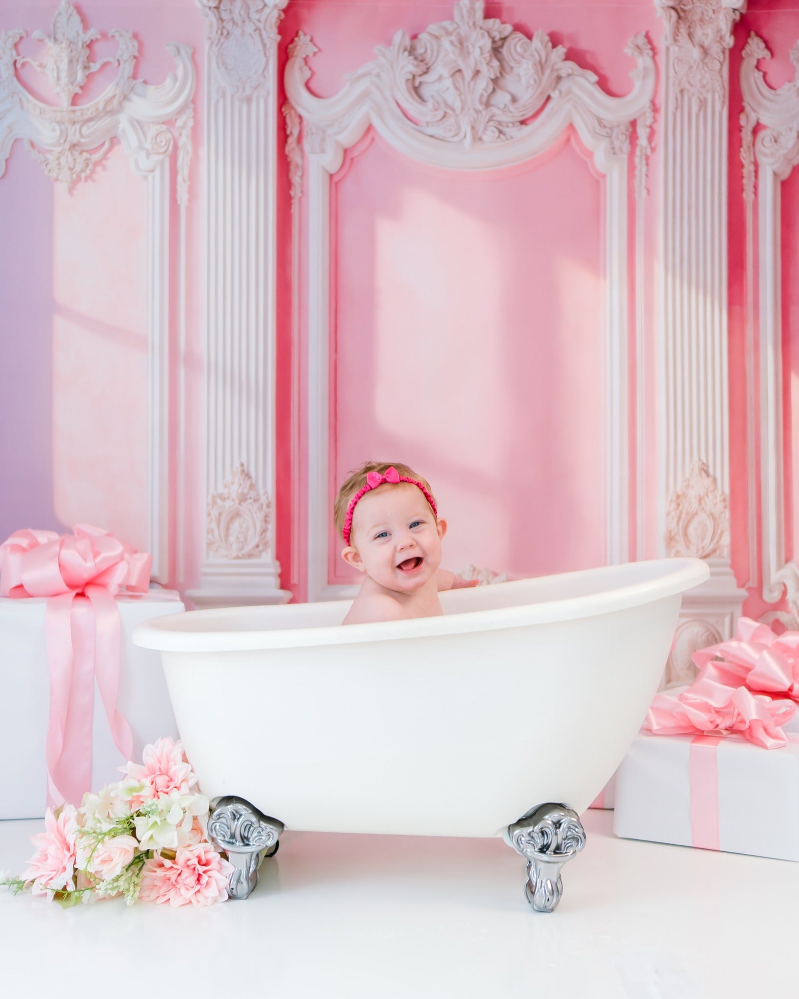 Kate Elegant Pink Vintage Wall Sunlight Backdrop Designed by Emetselch