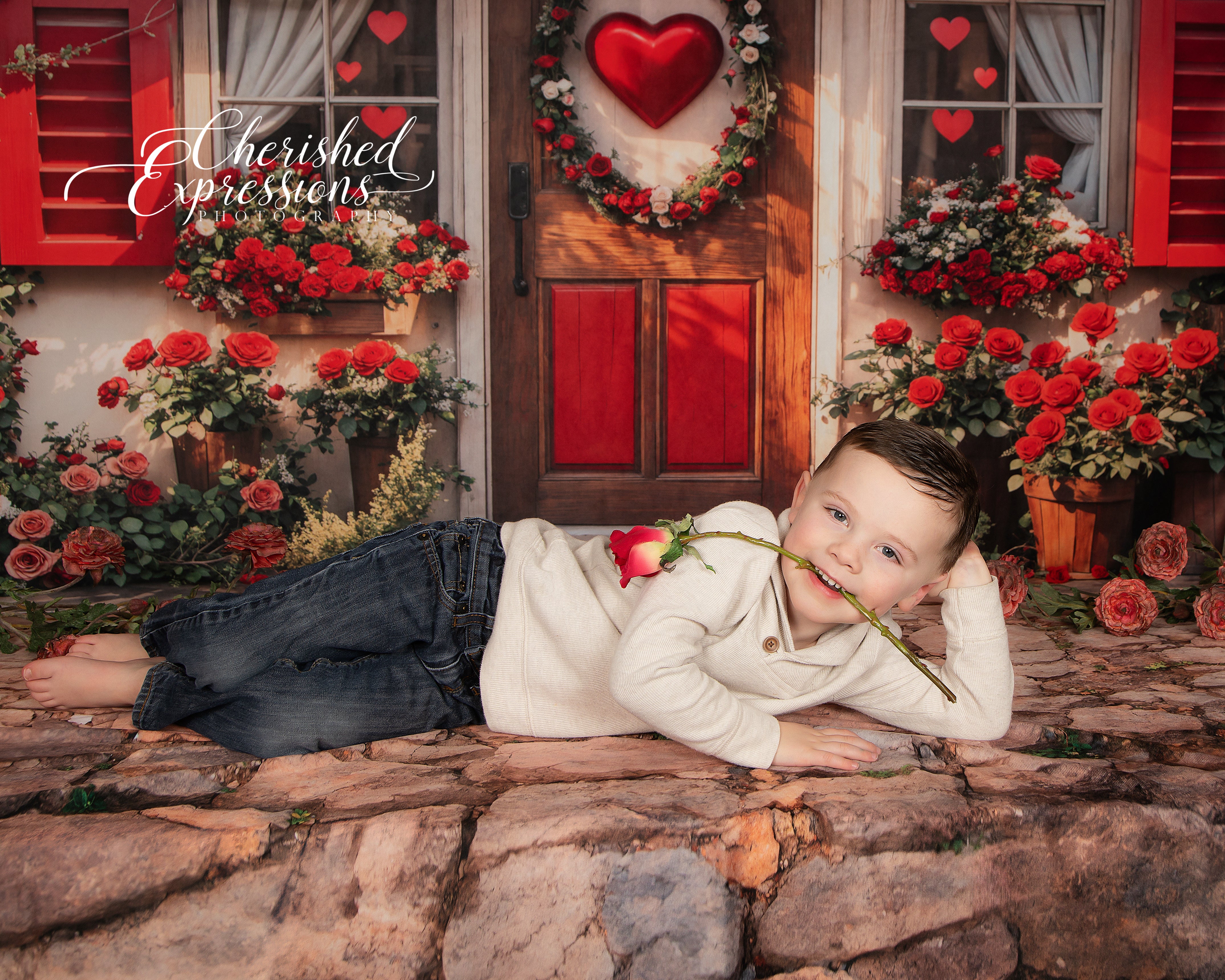 Kate Valentine Red Roses Heart Door Backdrop Designed by Emetselch - Kate Backdrop AU