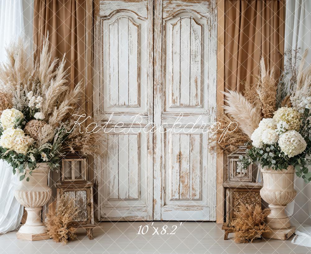 Kate Boho Rustic Floral Vintage Door Backdrop Designed by Emetselch - Kate Backdrop AU