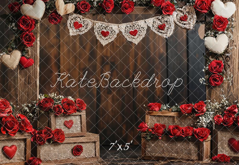 Kate Valentine Rose Wooden Wall Backdrop Designed by Emetselch - Kate Backdrop AU