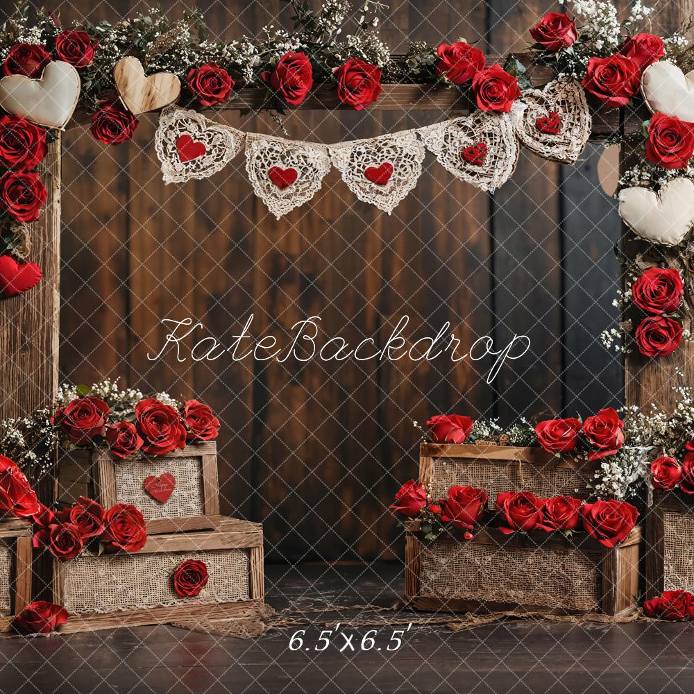 Kate Valentine Rose Wooden Wall Backdrop Designed by Emetselch - Kate Backdrop AU