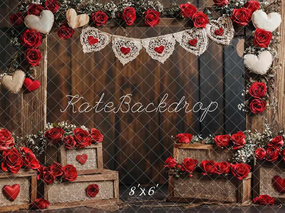 Kate Valentine Rose Wooden Wall Backdrop Designed by Emetselch - Kate Backdrop AU