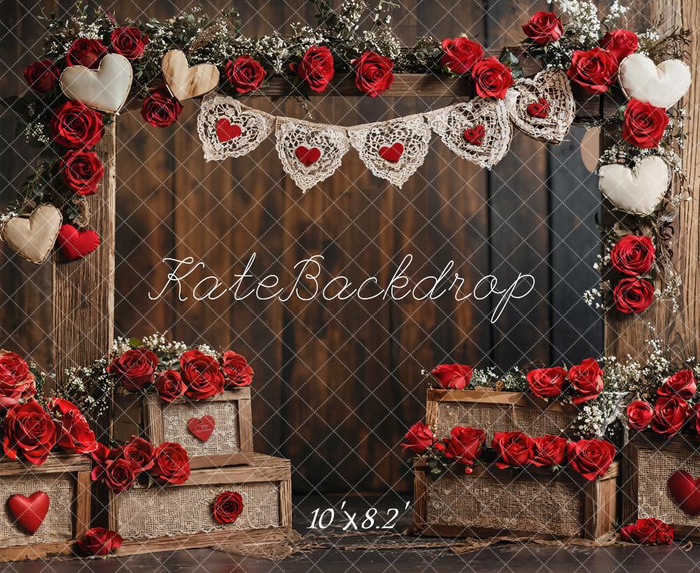 Kate Valentine Rose Wooden Wall Backdrop Designed by Emetselch - Kate Backdrop AU