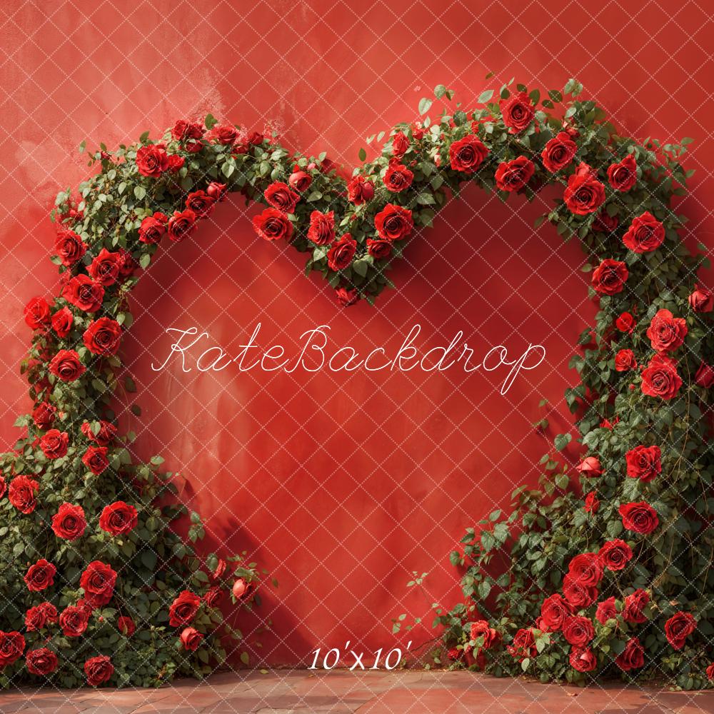 Kate Red Valentine's Day Heart Rose Wall Backdrop Designed by Emetselch - Kate Backdrop AU
