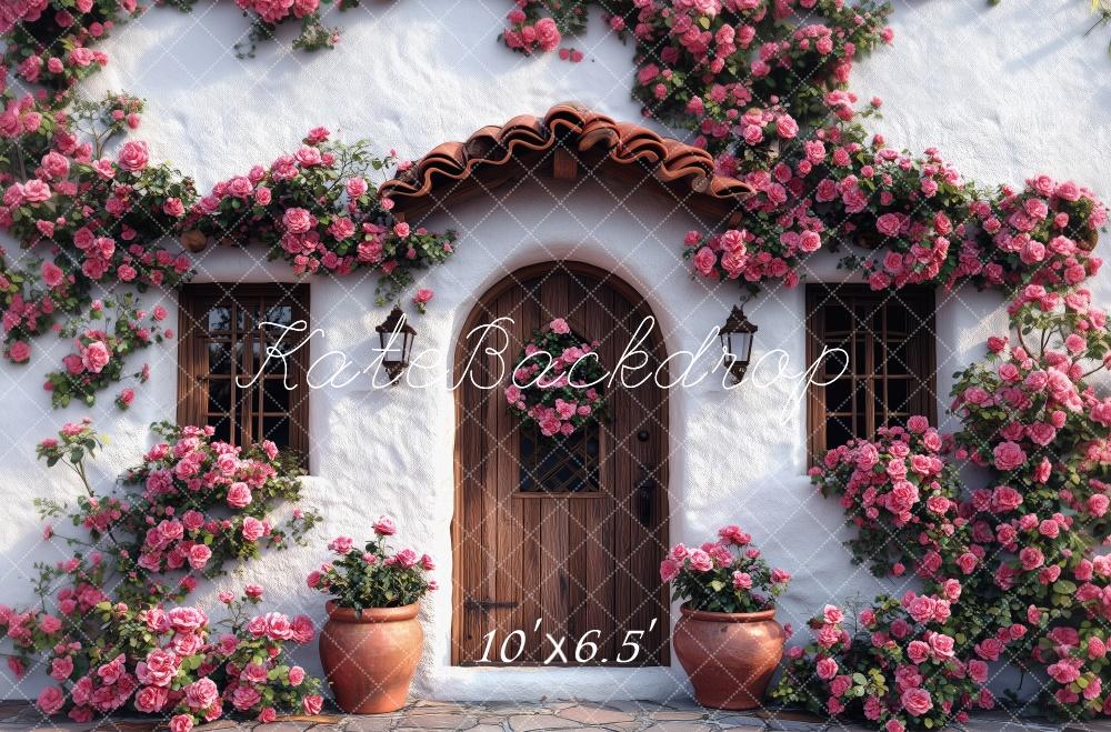 Kate Spring Cottage Entrance With Blooming Roses Backdrop Designed by Patty Roberts - Kate Backdrop AU