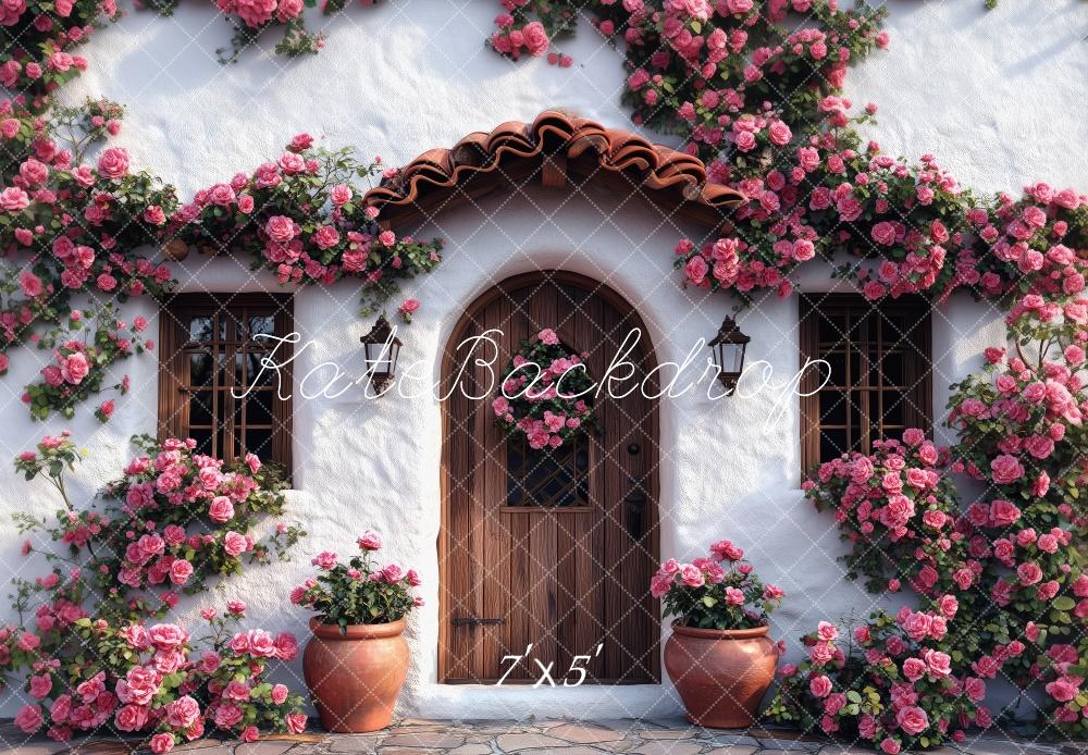 Kate Spring Cottage Entrance With Blooming Roses Backdrop Designed by Patty Roberts - Kate Backdrop AU
