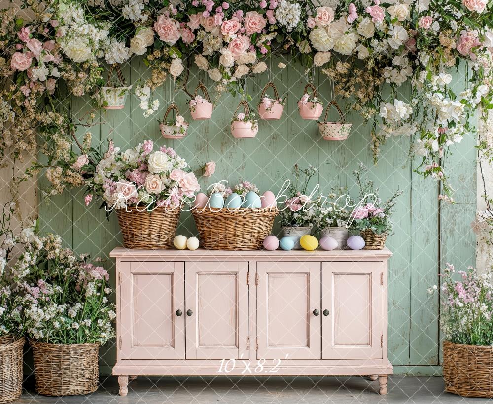 Kate Vintage Spring Floral Cabinet Backdrop Designed by Patty Roberts - Kate Backdrop AU