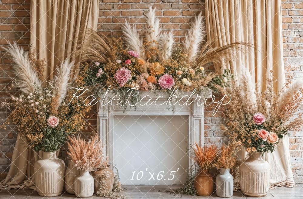Kate Boho Fireplace Curtain Backdrop Designed by Emetselch