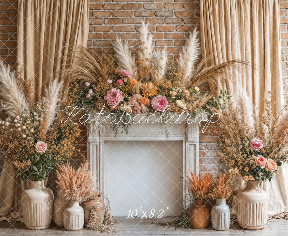 Kate Boho Fireplace Curtain Backdrop Designed by Emetselch