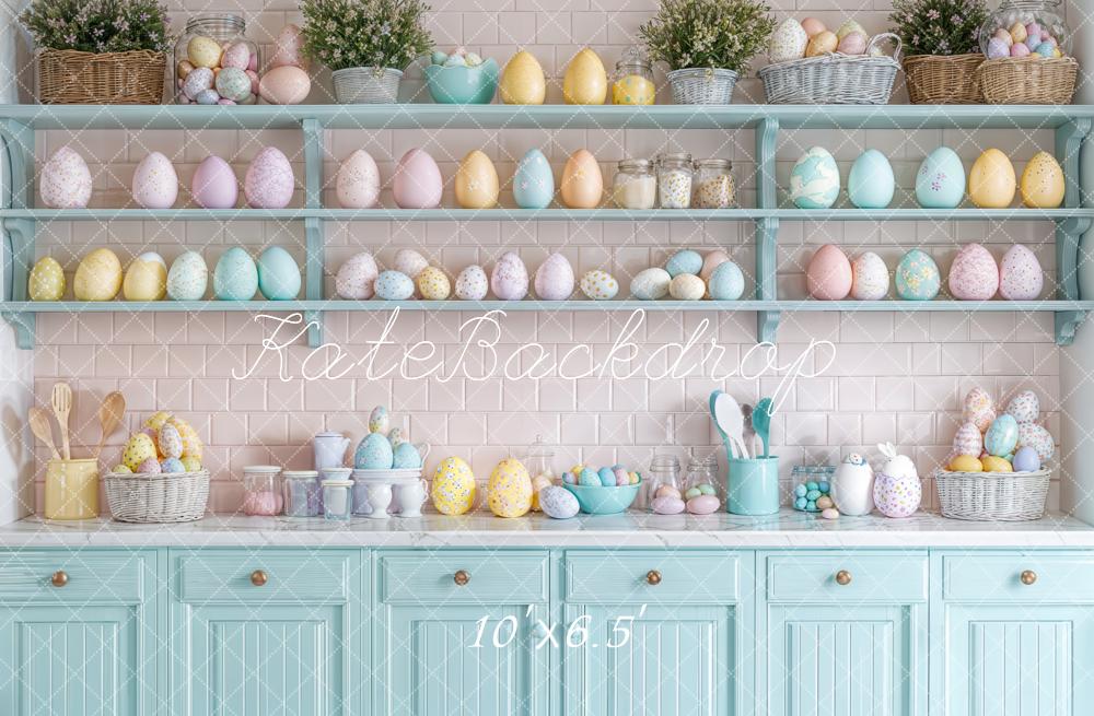 Kate Easter Kitchen Egg Shelf Pastel Backdrop Designed by Emetselch - Kate Backdrop AU
