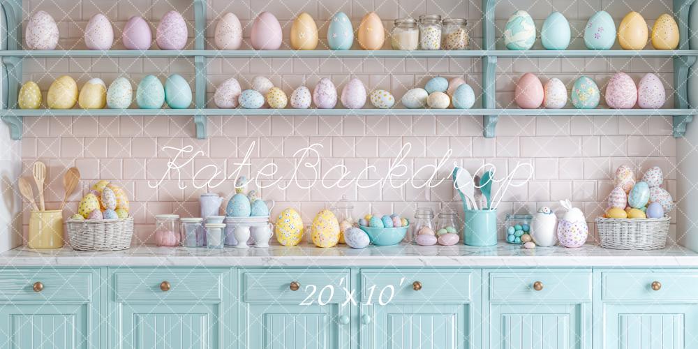 Kate Easter Kitchen Egg Shelf Pastel Backdrop Designed by Emetselch - Kate Backdrop AU